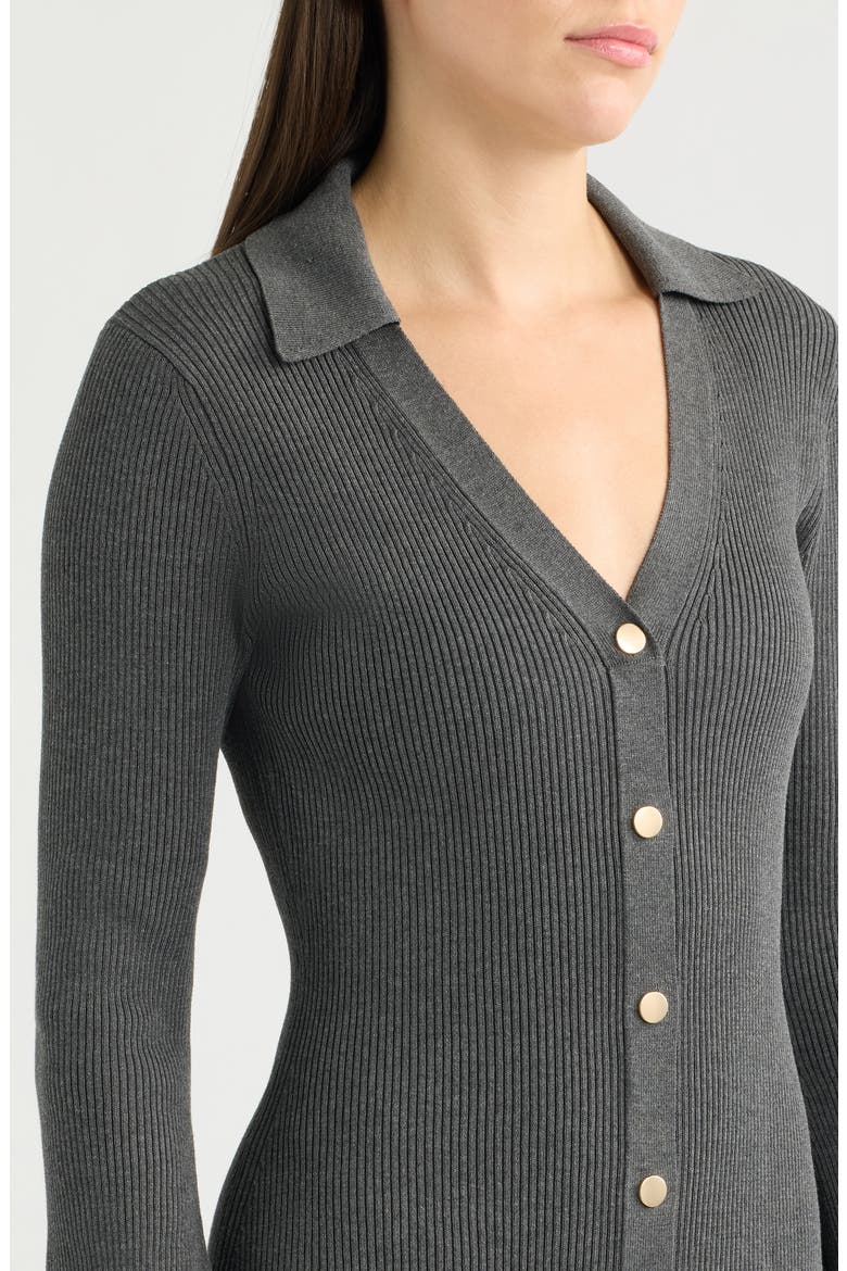 Collar Long Sleeve Rib Maxi Sweater Dress, Alternate, color, CHARCOAL