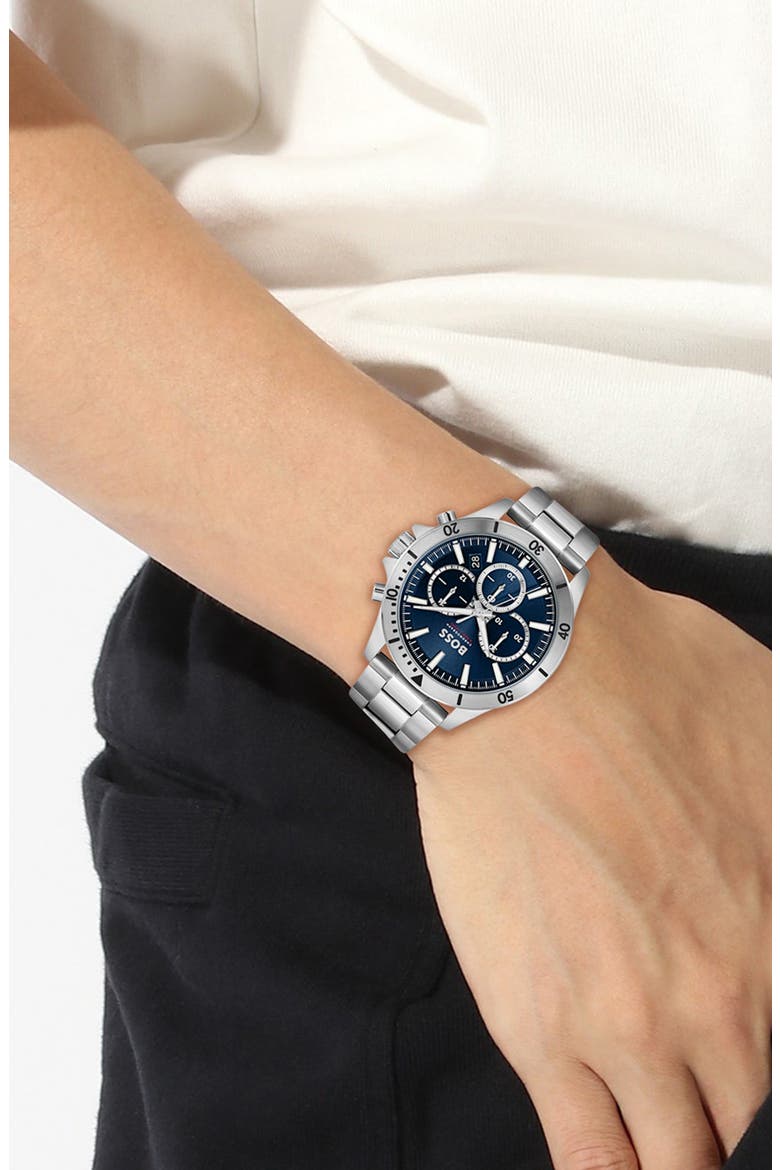 Troper Chronograph Bracelet Watch, 45mm, Alternate, color, BLUE