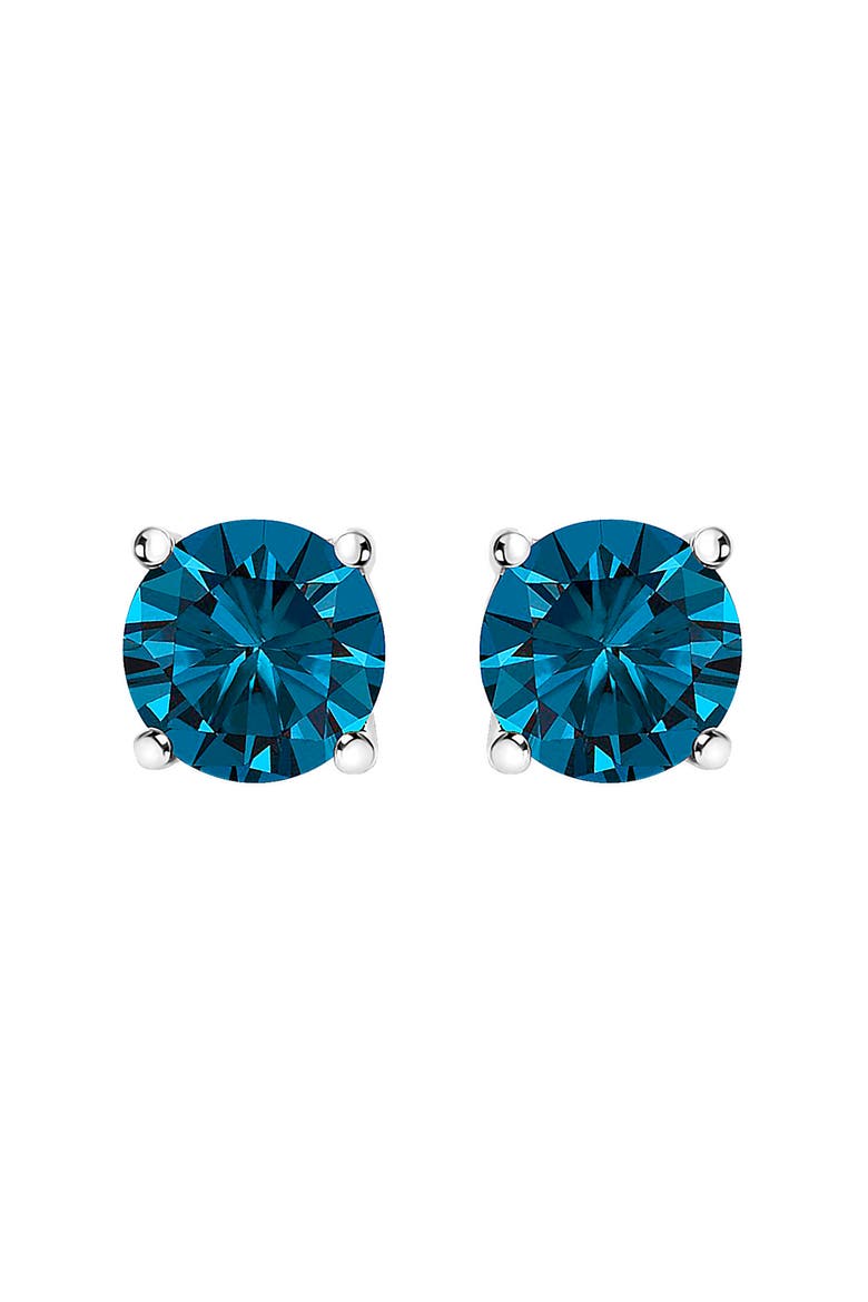 14K Gold 1/2 Cttw Lab Grown Blue Diamond Solitaire Stud Earrings, Main, color, White