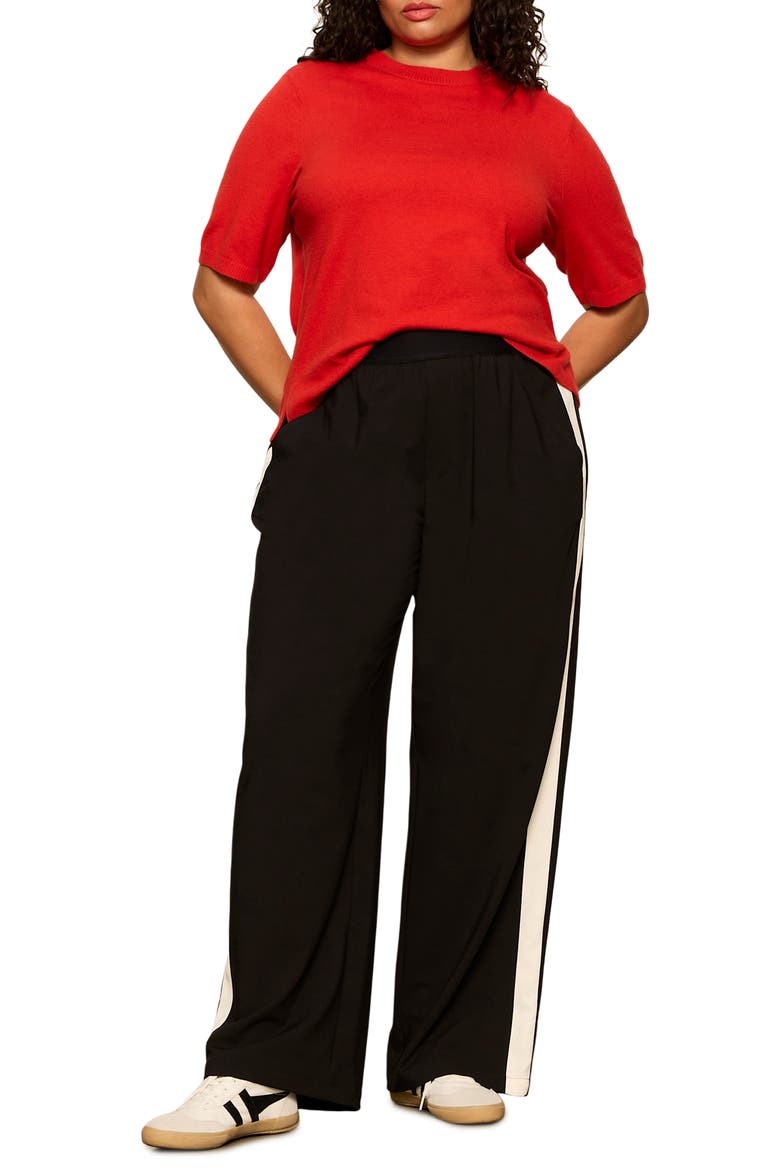 Wide Leg Track Pants, Alternate, color, BLACK