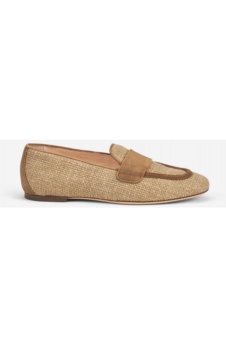 AGL Sheryl Raffia Moccasin, Main, color, Brown Knit Fabric