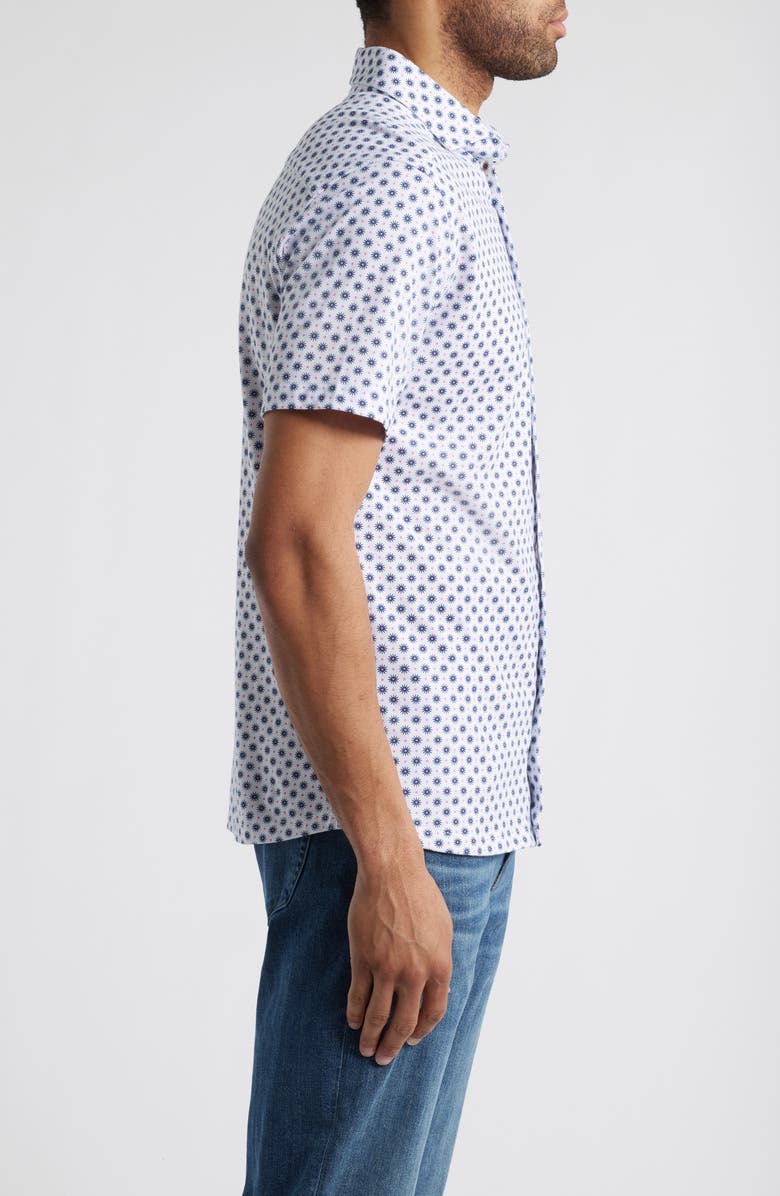 Stone Rose Solar Eclipse Performance Short Sleeve Button-Up Shirt, Alternate, color, 