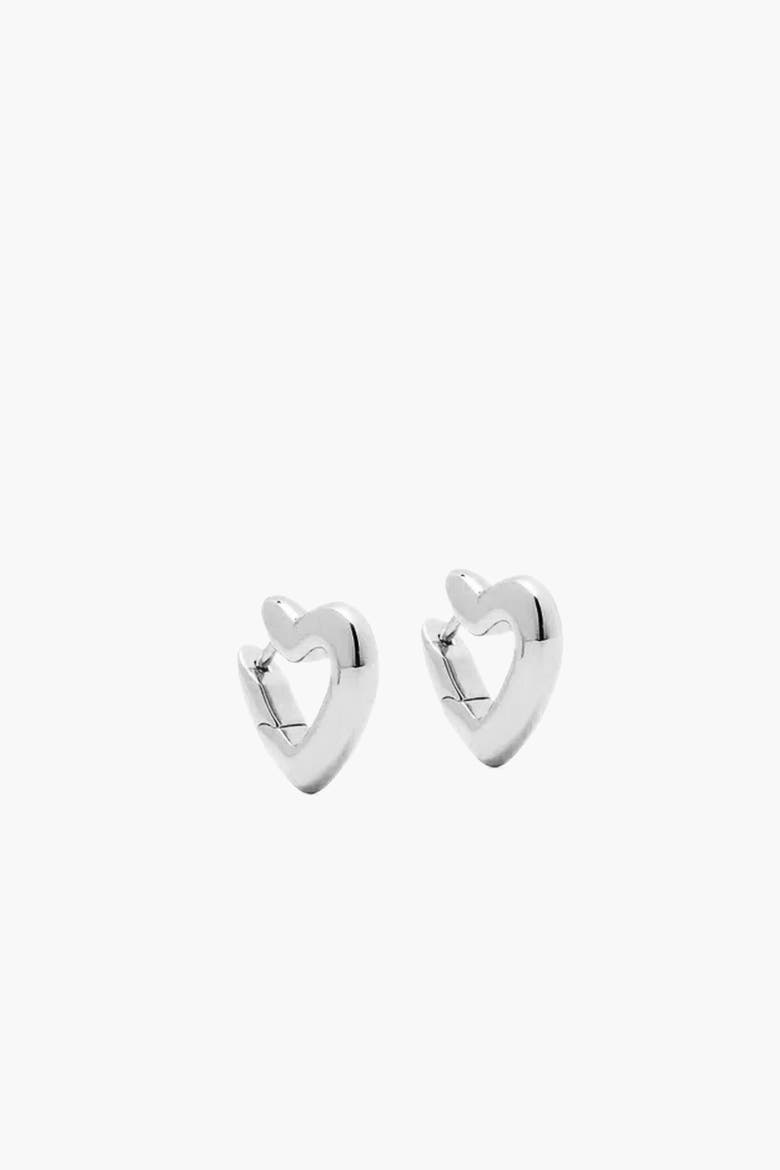 Loff Mini Heart Hoop Earrings in Silver, Alternate, color, Silver
