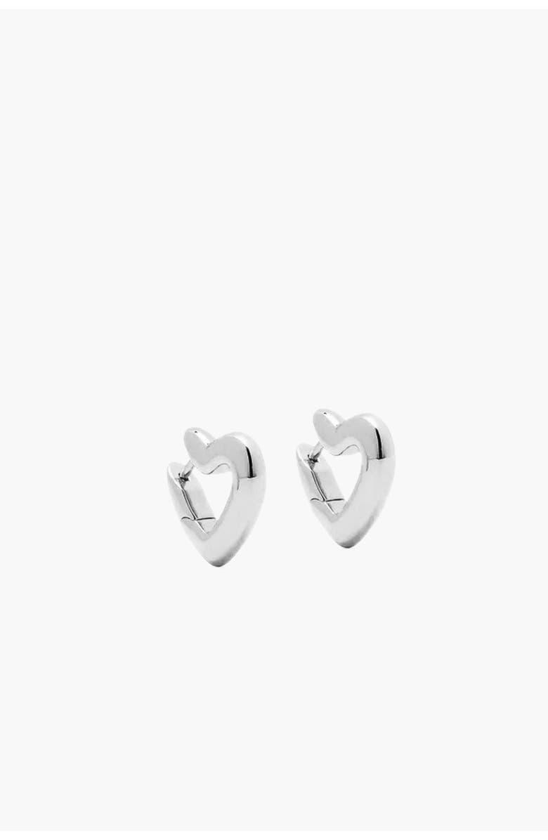 YOJ Loff Mini Heart Hoop Earrings in Silver, Alternate, color, Silver