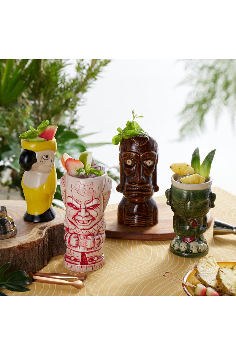 Ceramic Hawaiian Luau Tiki Mugs - Set of 4, Alternate, color, Multicolor