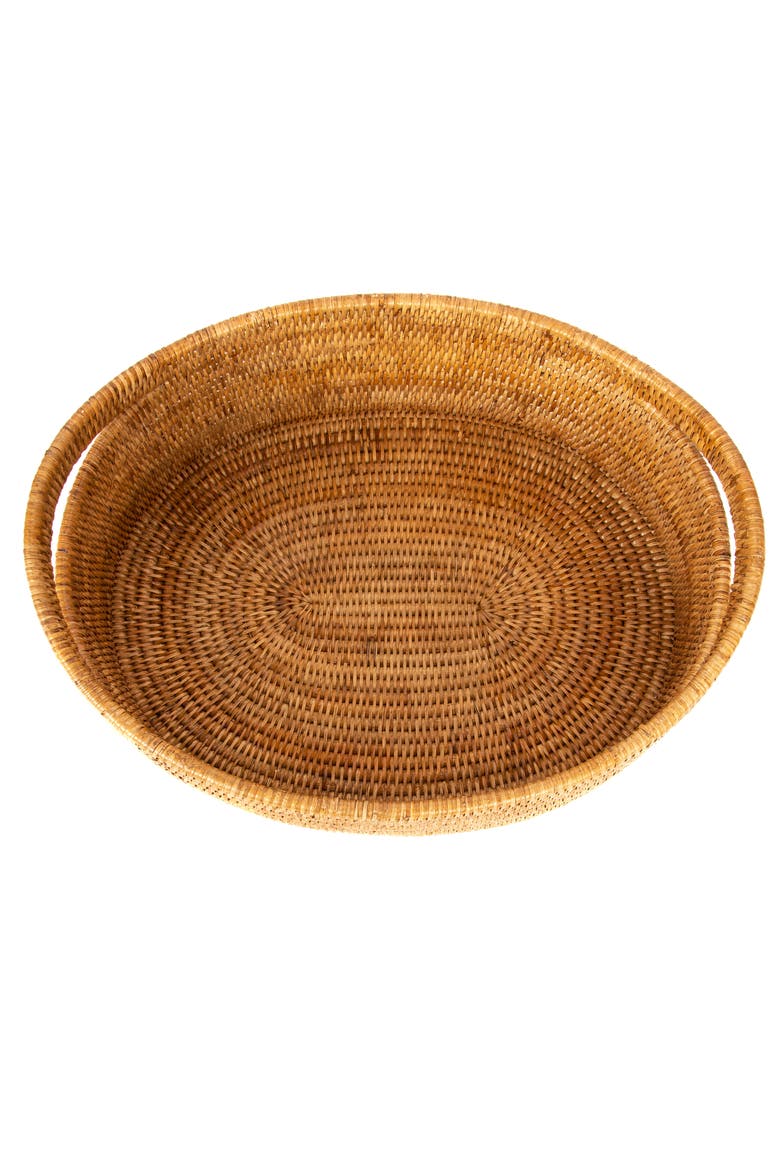 Oval Rattan Basket, Alternate, color, Honey Brown