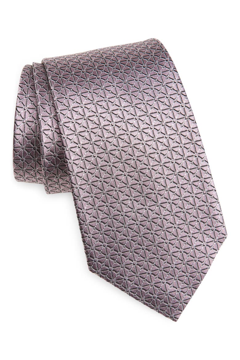 Geometric Silk Tie, Main, color, PINK