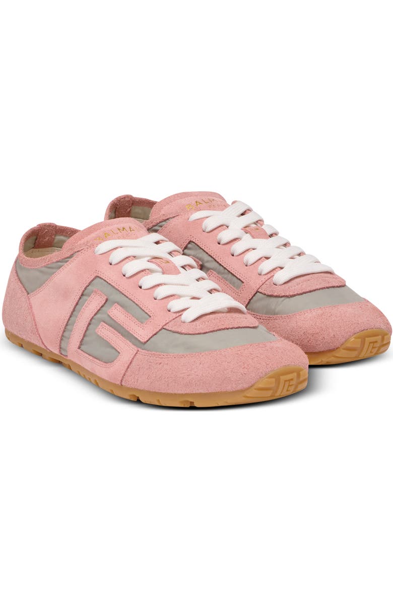 Balmain Racer 45 trainers in suede and nylon, Main, color, Pink