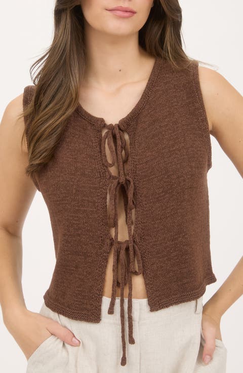 Front Tie Cardigan Vest