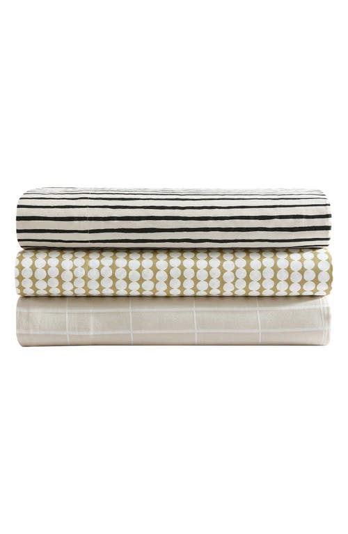 Marimekko Piccolo Stripe Cotton Sateen King Sheet Set In Open Charcoal