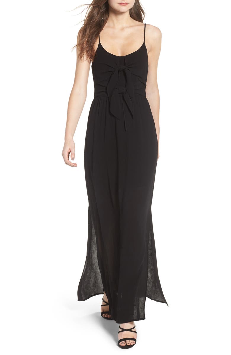 WAYF Tie Front Maxi Dress, Main, color, 