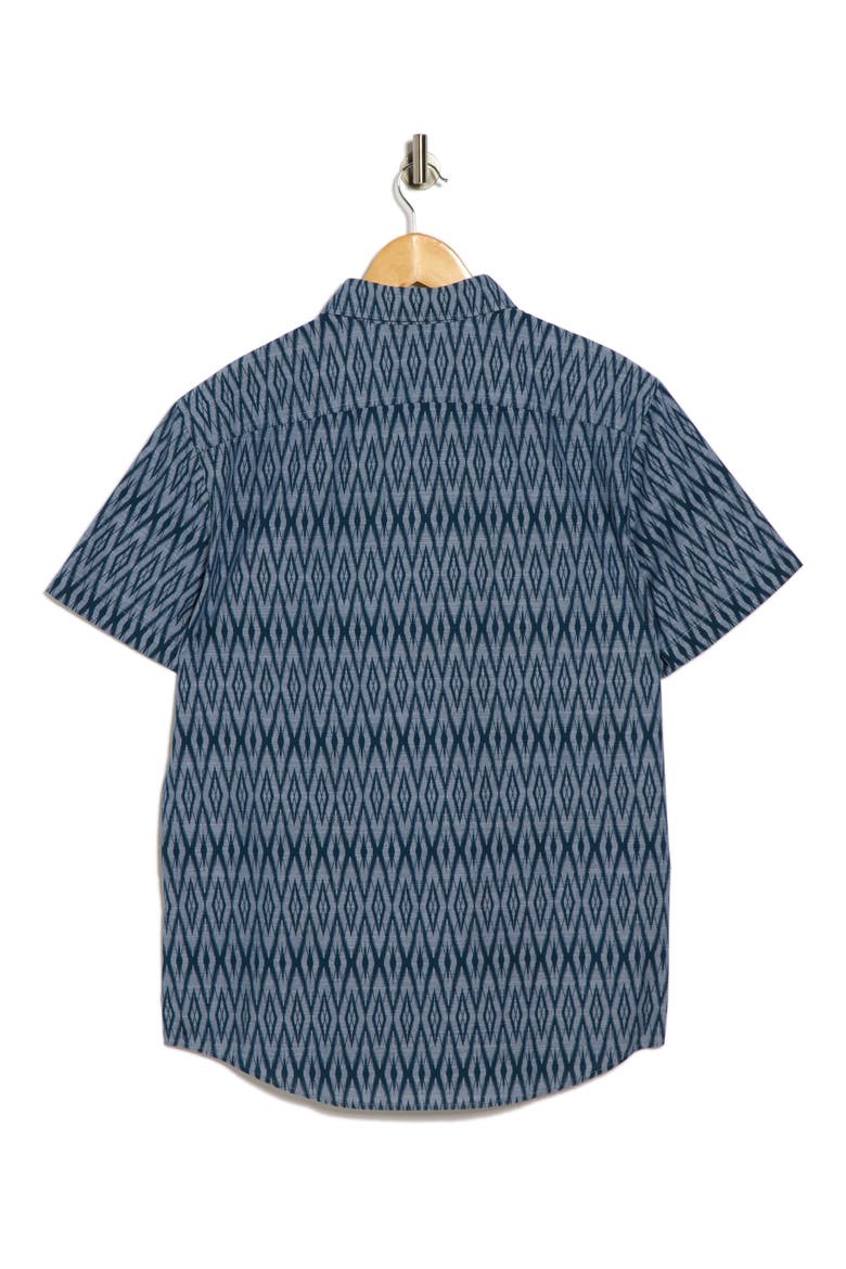 Geometric Print Stretch Cotton Button-Up Shirt, Alternate, color, SARGASSO SEA
