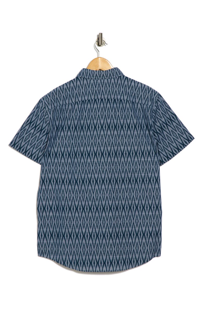 Original Penguin Geometric Print Stretch Cotton Button-Up Shirt, Alternate, color, Sargasso Sea
