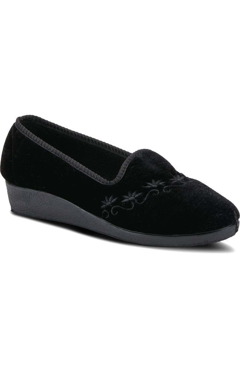 Flexus by Spring Step Jolly Velvet Slipper, Main, color, Black