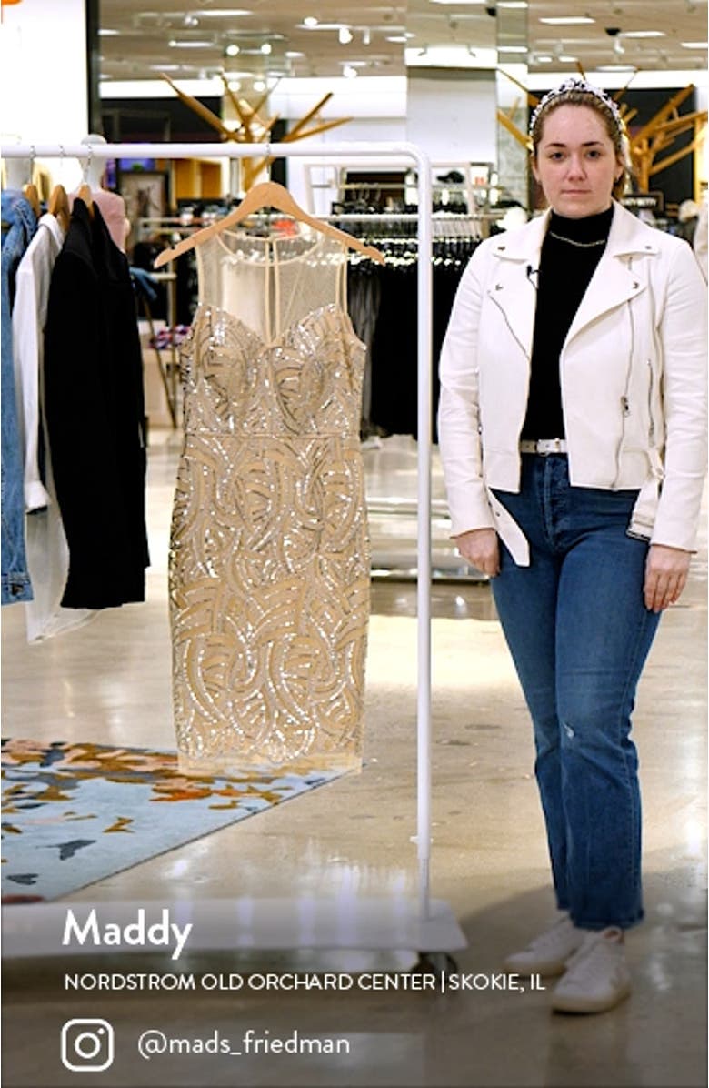 Sequin Illusion Lace Yoke Sleeveless Cocktail Dress, sales video thumbnail