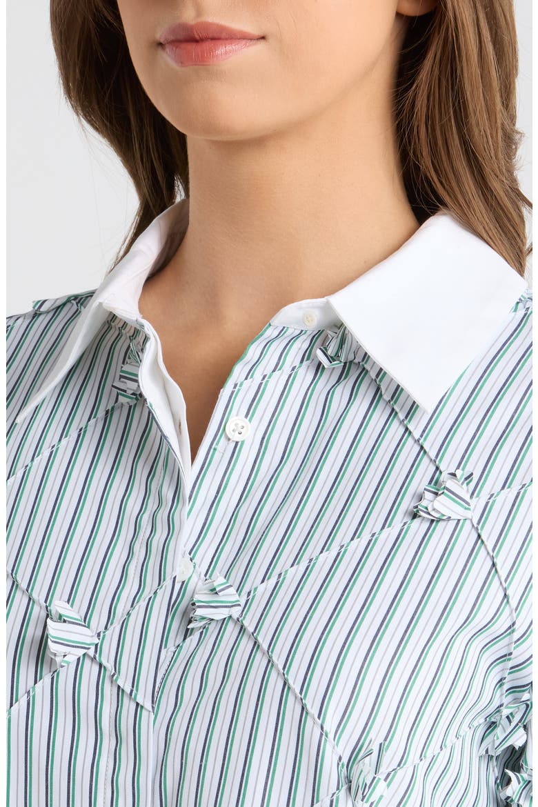Atlas Pinstripe Diamond Seam Button-Up Top, Alternate, color, GREEN STRIPE