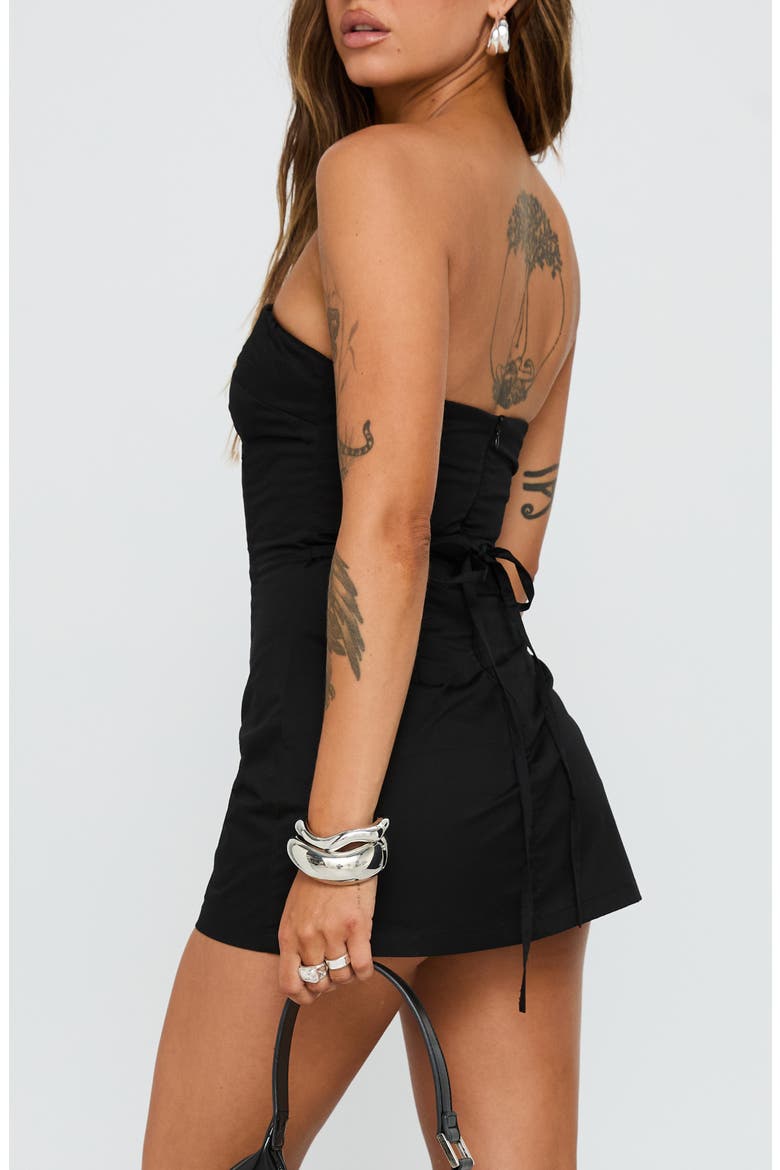 Yumiko Strapless Organic Cotton Romper, Alternate, color, BLACK