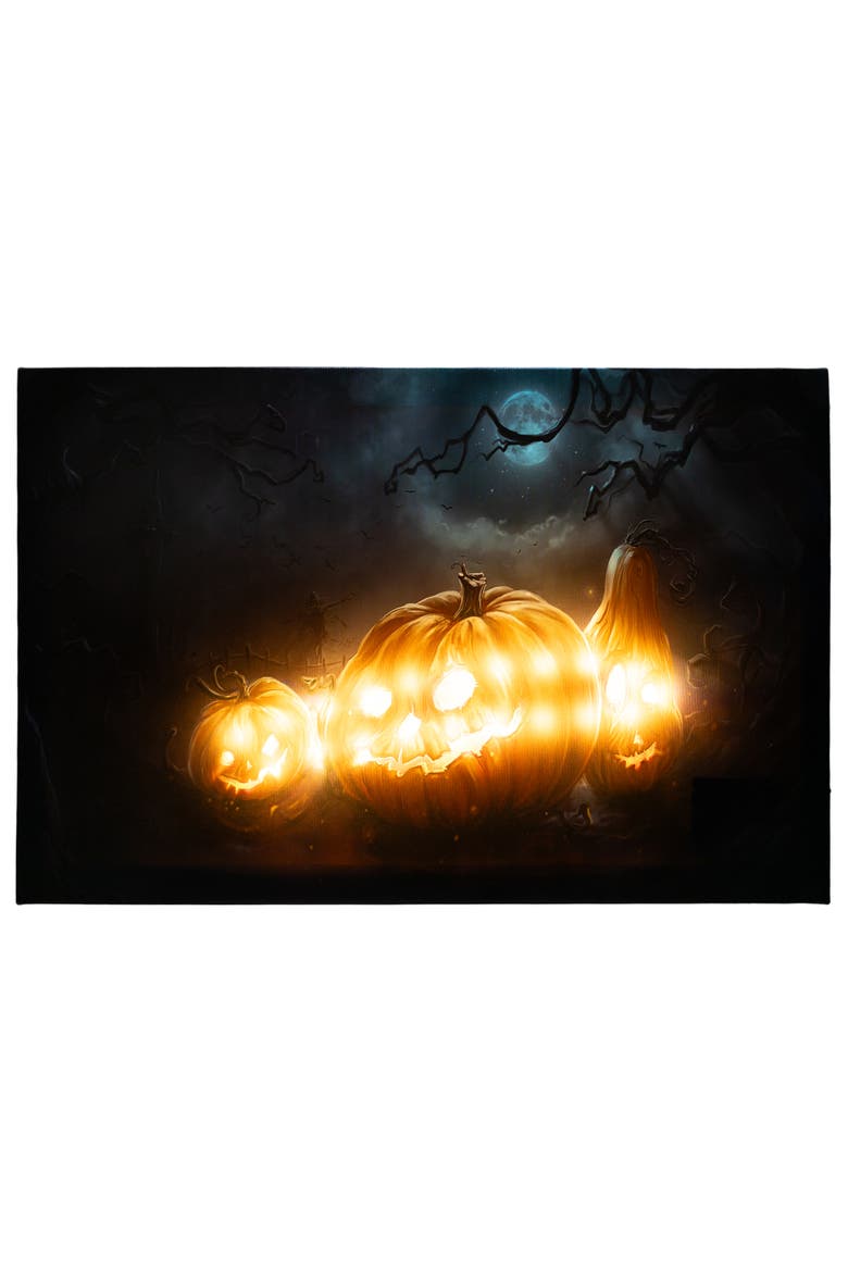 LED Lighted Spooky Halloween Jack-O-Lanterns Canvas Wall Art - 23.5"  x 15.75", Alternate, color, Orange