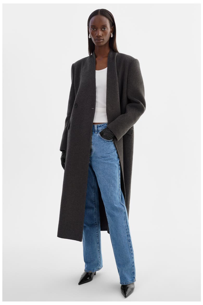 Callie | Double Face Wool Coat, Alternate, color, Heather Charcoal