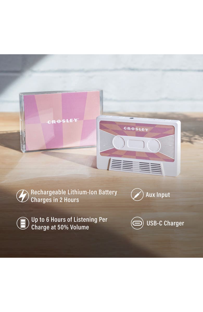 Crosley Radio Cassette Tape Portable Bluetooth<sup>®</sup> Speaker, Alternate, color, Pink Checkered White