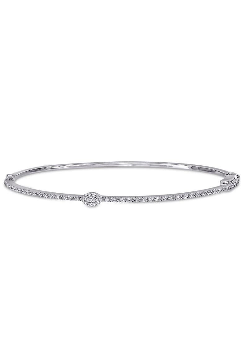 Diamond Station Bangle 14k White Gold, Main, color, White Gold