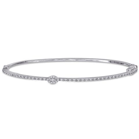 Diamond Station Bangle 14k White Gold
