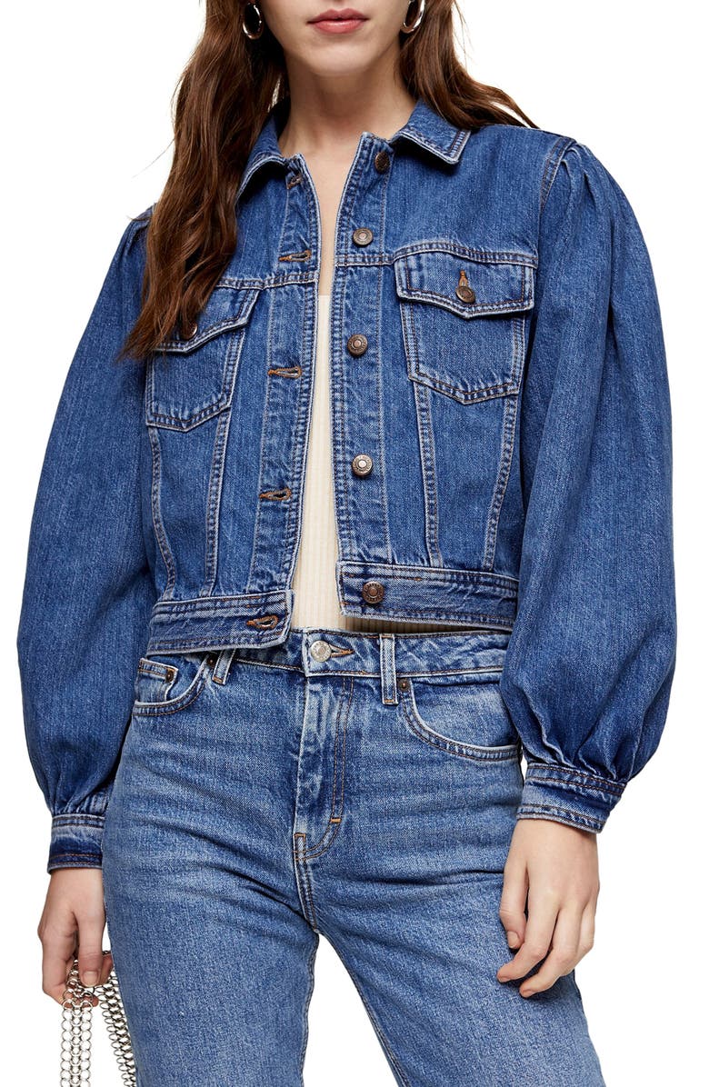 Topshop Tilda Denim Jacket, Main, color, 
