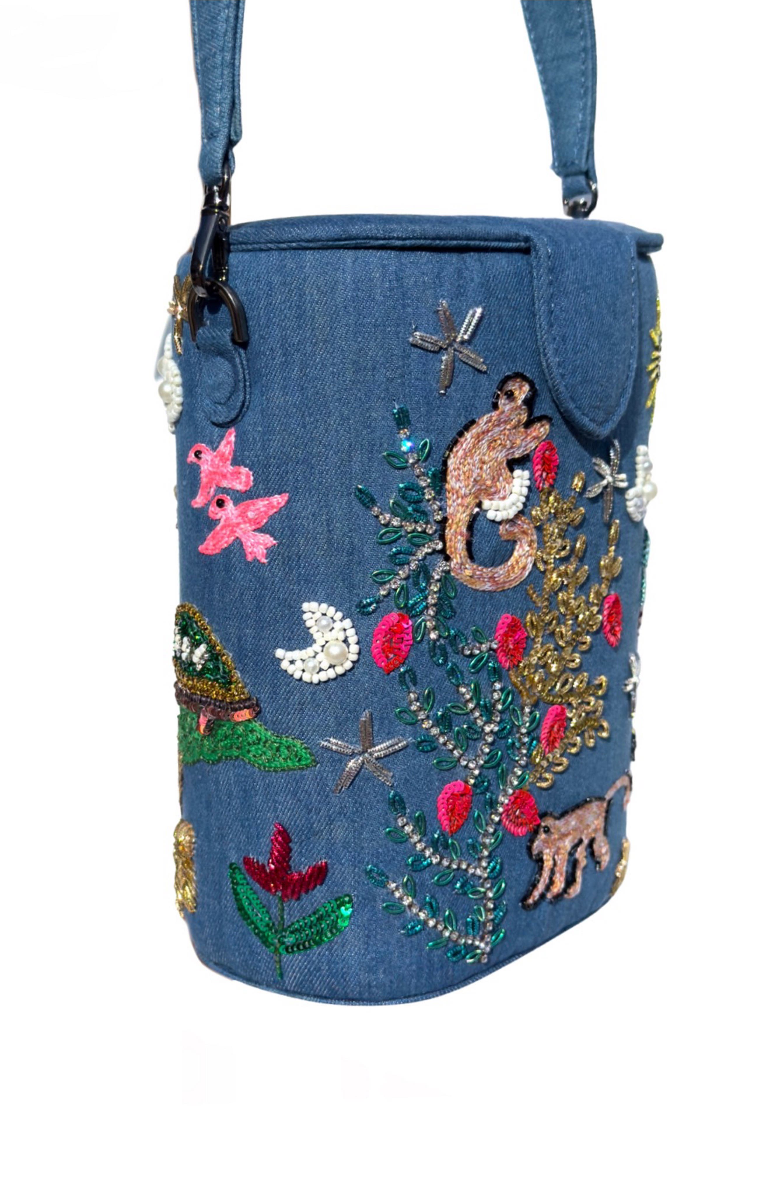 Simitri Palm Paradise Bucket Bag, Alternate, color, Palm Paradise