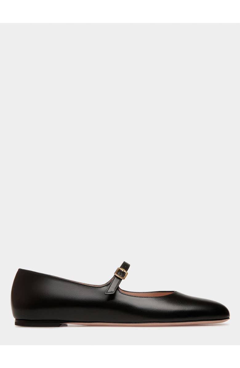 Bally rina Flat in Calf Leather with Leather Lining, Main, color, Black