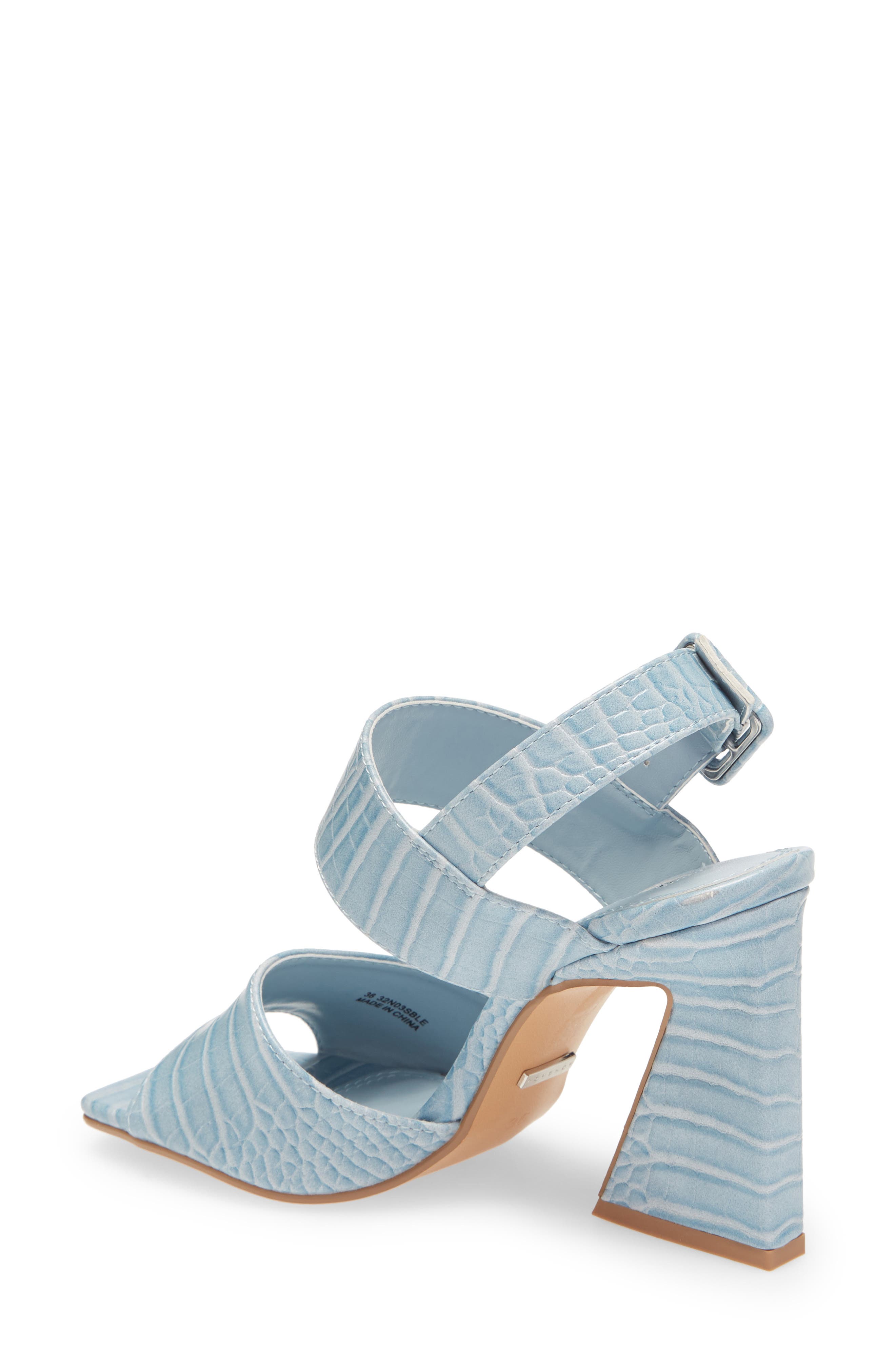 Natasha Crocodile Embossed Flare Heel Sandal, Alternate, color, LIGHT BLUE
