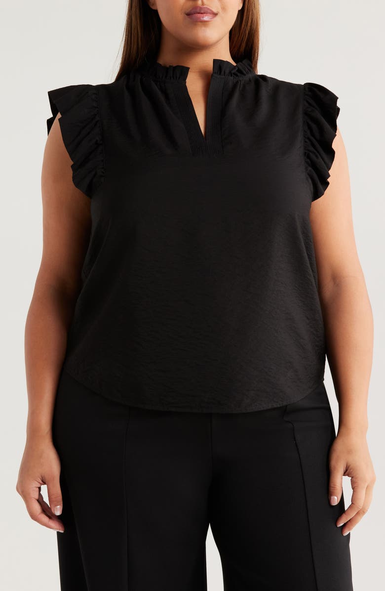 Anne Klein Textured Flutter Sleeve Woven Top, Main, color, 