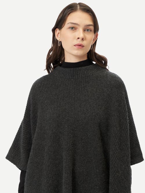 Gobi Mongolian Cashmere Rib-knit Cashmere Poncho In Charcoal