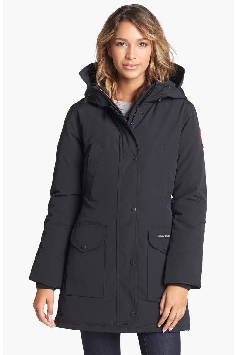 Trillium Regular Fit Down Parka with Genuine Coyote Fur Trim, Alternate, color, BLACK