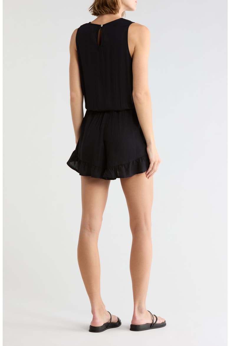 Ruffle Hem Sleeveless Cover-Up Romper, Alternate, color, BLACK
