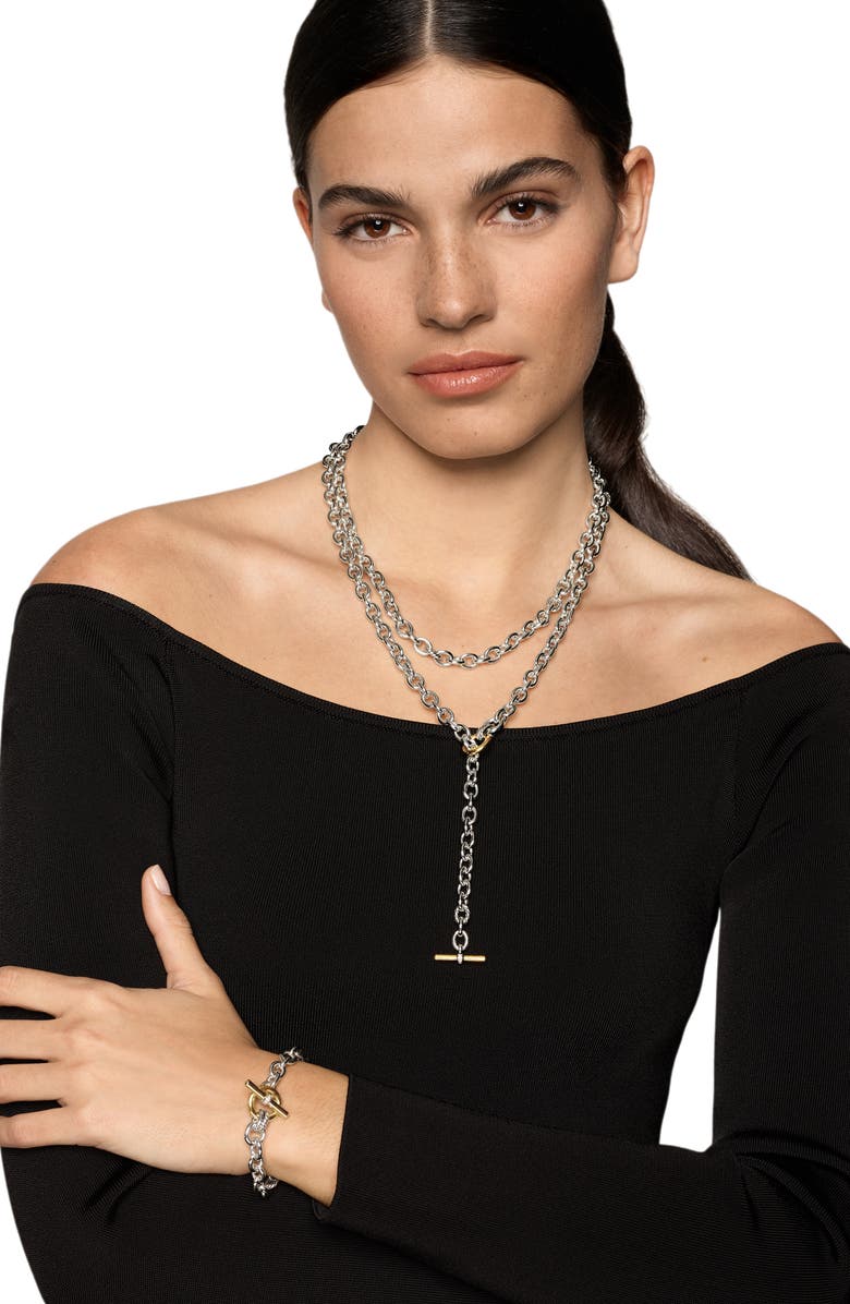David Yurman Mercer Convert Necklace in Sterling Silver & 18K Gold, Alternate, color, Silver Pave