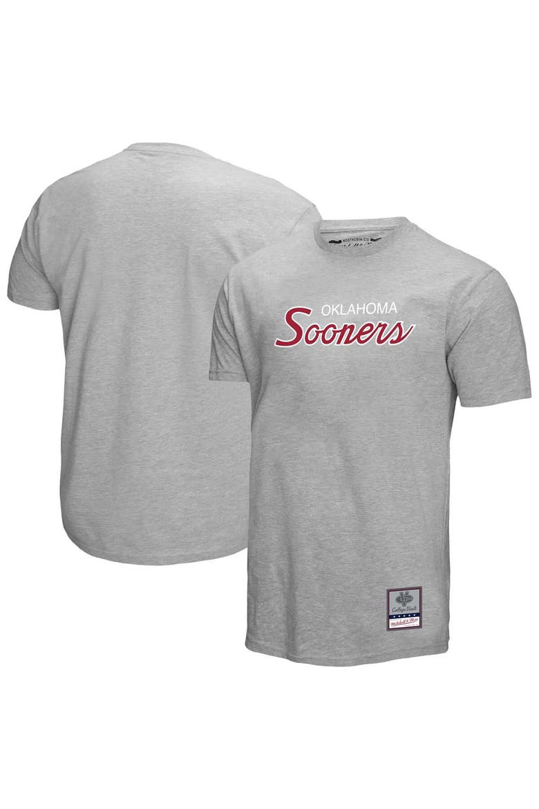 Men's Mitchell & Ness  Gray Oklahoma Sooners Elite Script T-Shirt, Main, color, Gray