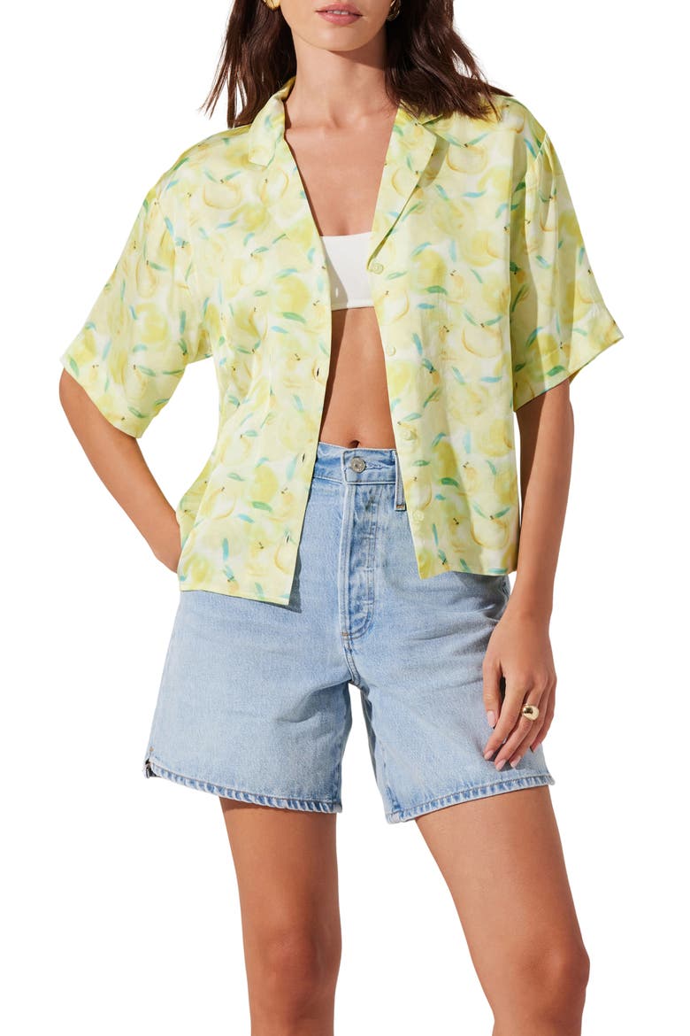 Vesa Camp Shirt, Main, color, LEMON PRINT