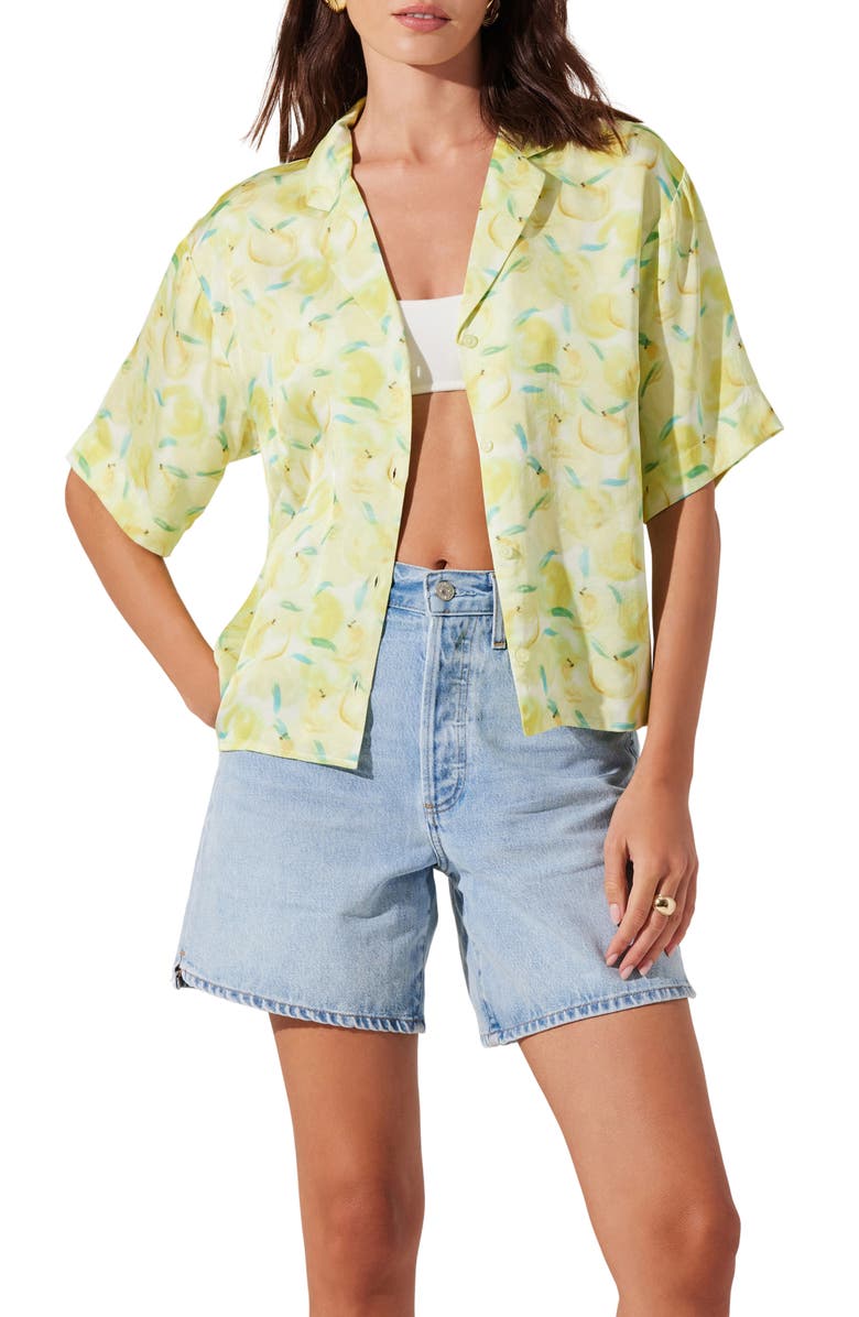 ASTR the Label Vesa Camp Shirt, Main, color, Lemon Print