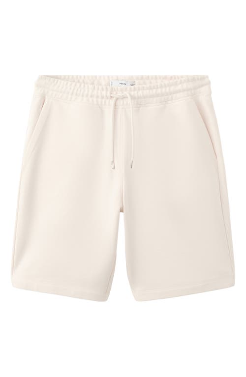 Mango Textured Drawstring Shorts In White