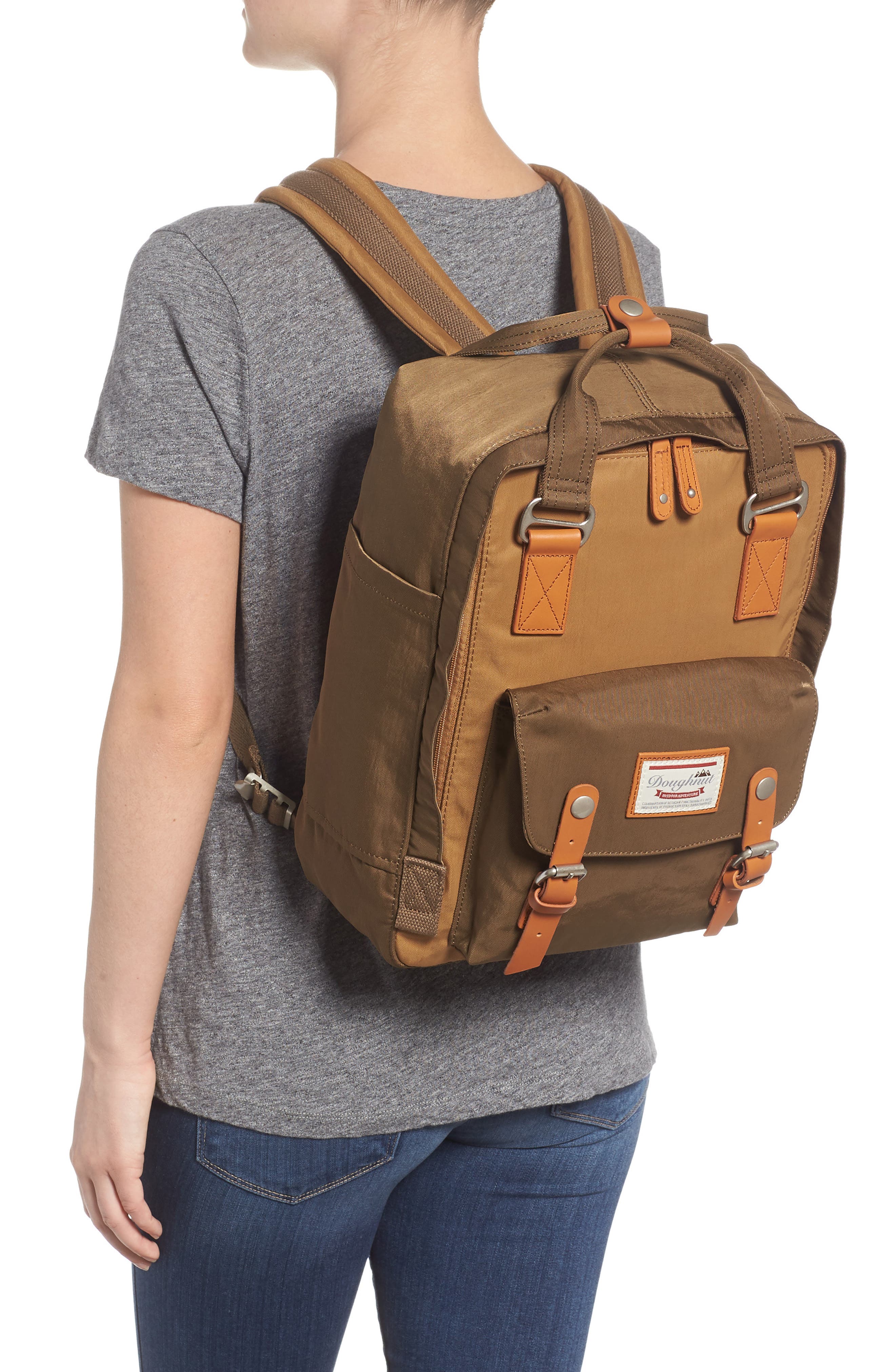 Macaroon Colorblock Backpack, Alternate, color, KHAKI/ ARMY
