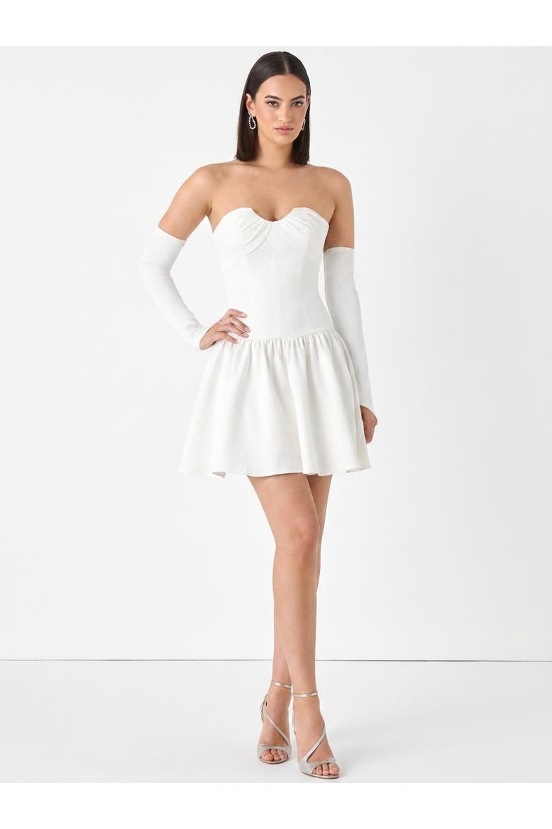 Beaded Faux-Wrap V-Neck Bridal Gown, Main, color, Ivory