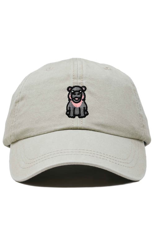 Dalix Hippo Embroidered Adjustable Hat In Washed Stone White