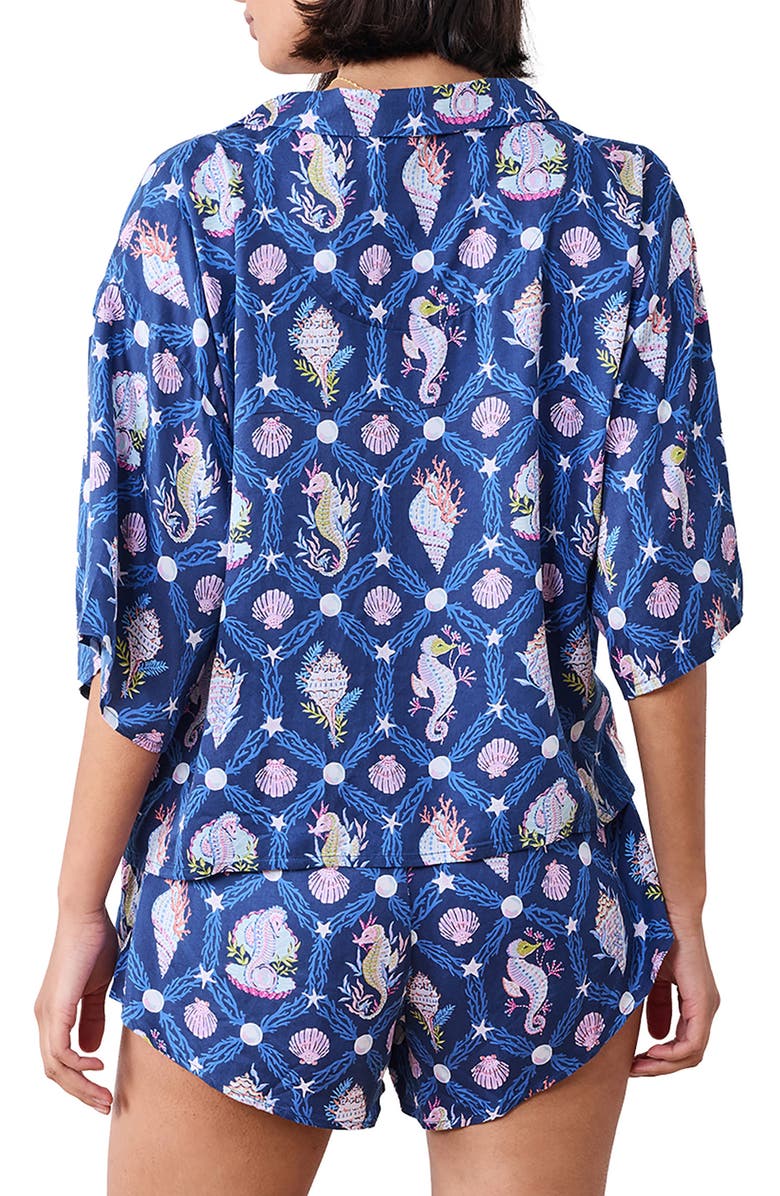 Printfresh Sweet Dreams Satin Short Pajamas, Alternate, color, Navy