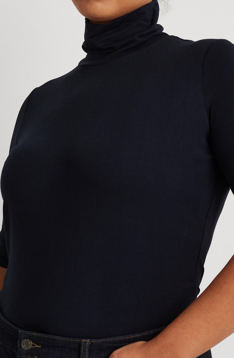 Lauren Ralph Lauren Scrunch Neck Top, Alternate, color, Lauren Navy