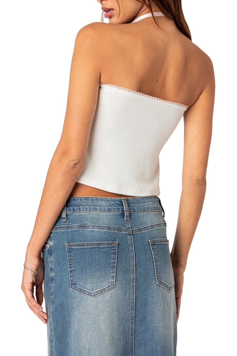 Percy Pointelle Split Front Tube Top, Alternate, color, WHITE