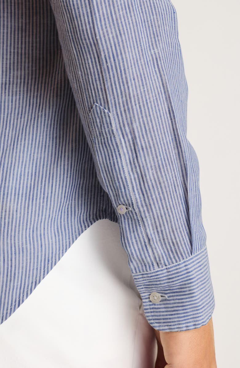 Bonobos Everyday Slim Fit Striped Linen Shirt, Alternate, color, Blue Chelsea Stripe