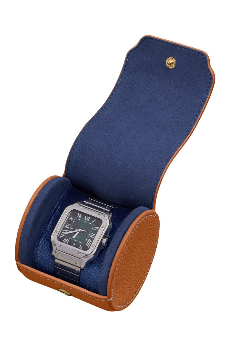Leather Watch Roll, Alternate, color, Pecan Brown