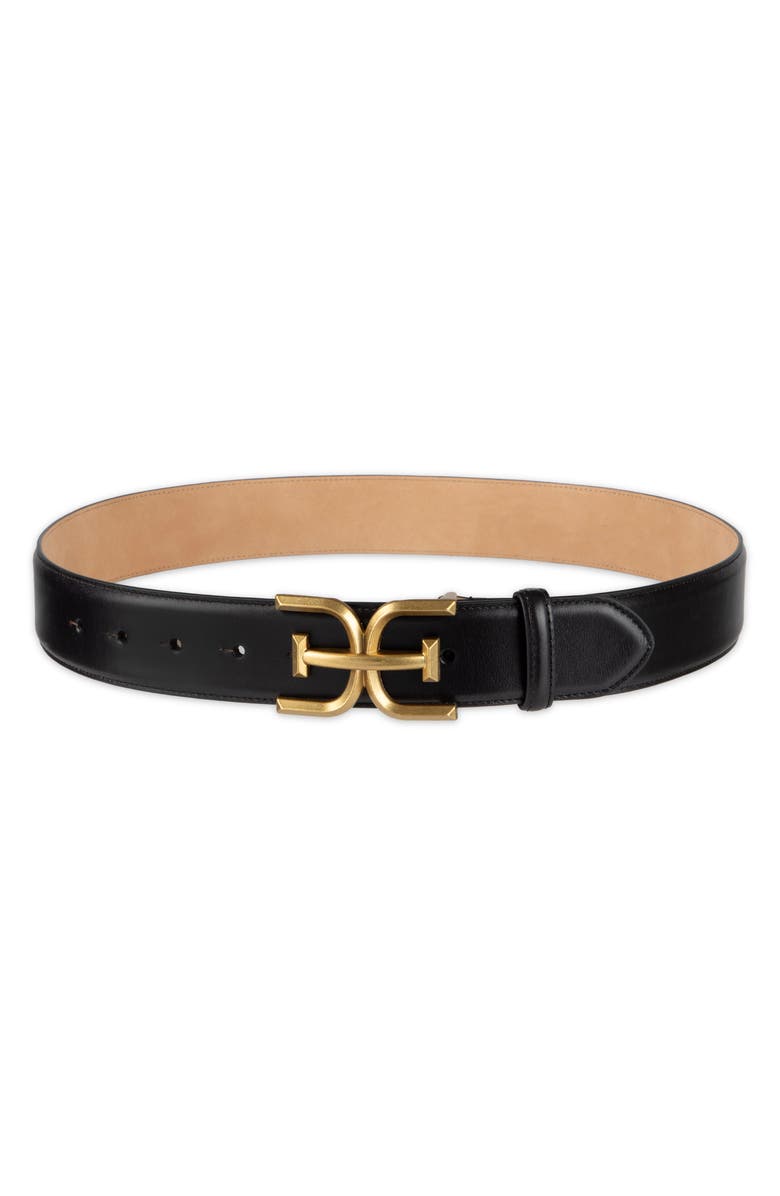 Sam Edelman Logo Buckle Leather Belt, Alternate, color, Black