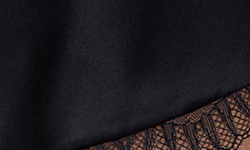 Etam Lace Trim Silk Shorts In Black