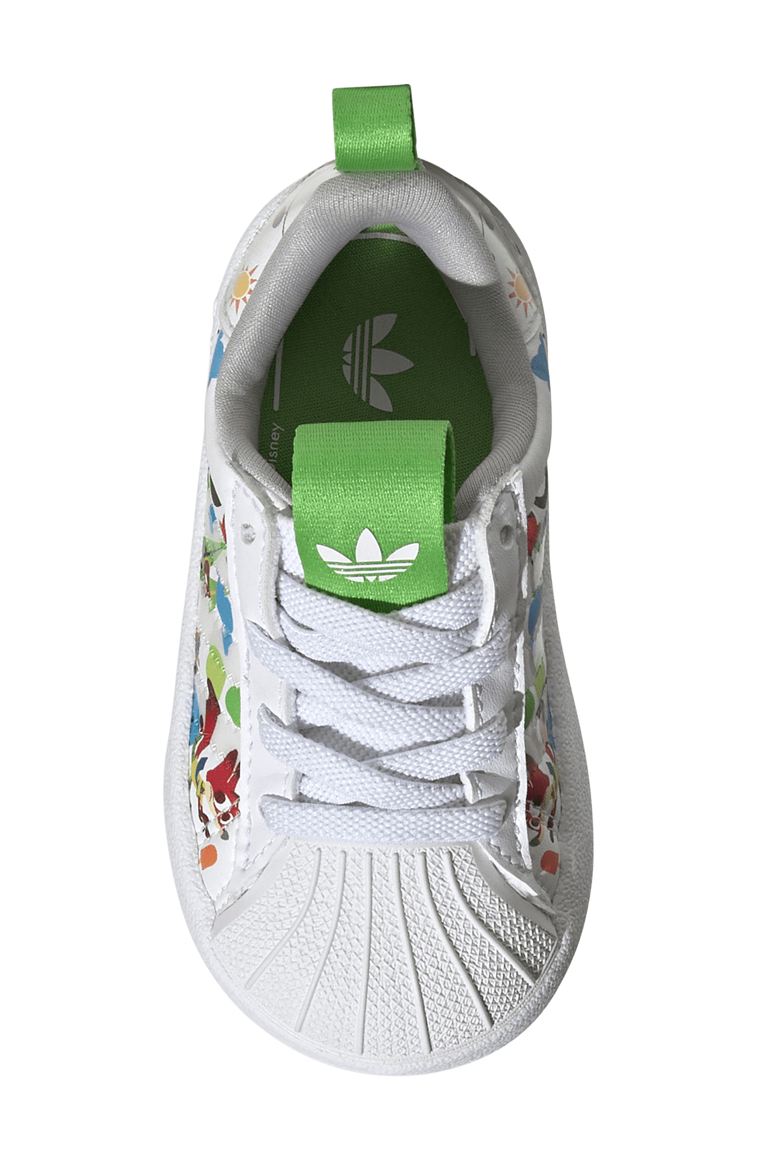 adidas Kids' x Disney Adifom Superstar 360 Sneaker, Alternate, color, White/ Grey/ Semi Lucid Lime